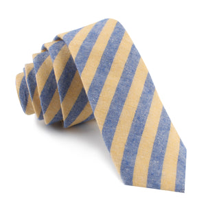 Yellow & Blue Bengal Linen Skinny Tie