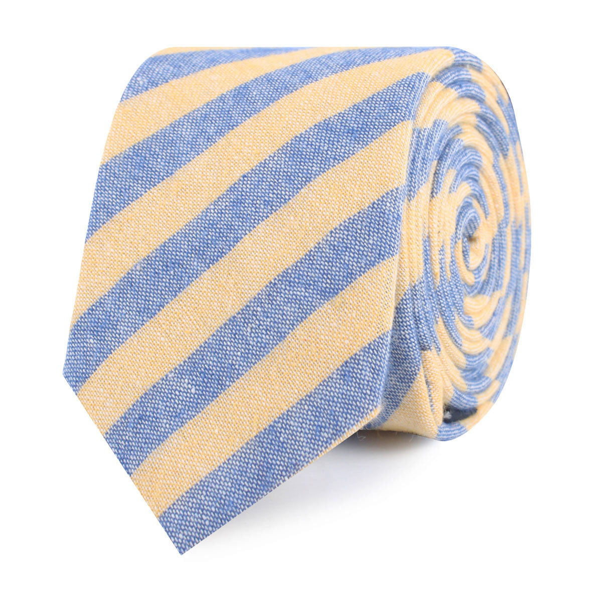 Yellow & Blue Bengal Linen Slim Tie