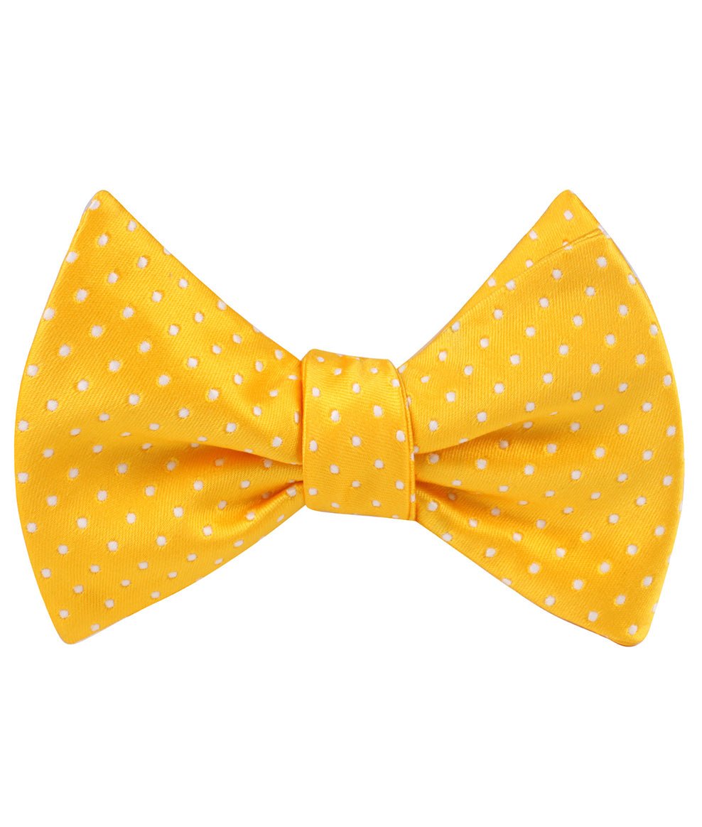 Yellow Mini Polka Dots Self Tie Bow Tie