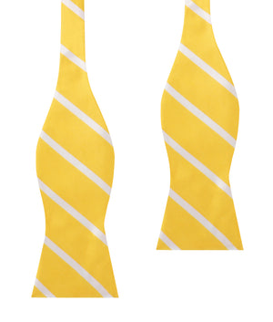 Yellow Striped Self Bow Tie