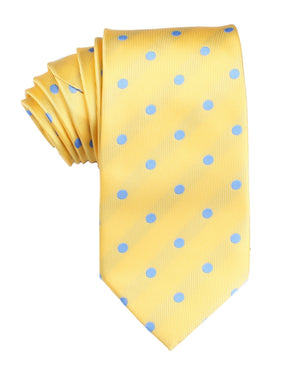 Yellow Tie with Light Blue Polka Dots