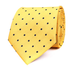 Yellow Tie with Polka Dots Front View