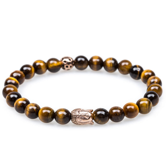 Yellow Tiger's Eye Rose Gold Buddha Bracelet