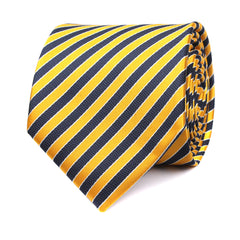 Yellow and Navy Blue Diagonal Tie Front View