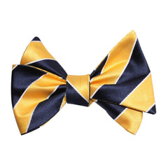 Yellow and Navy Blue Striped Bow Tie Untied 2