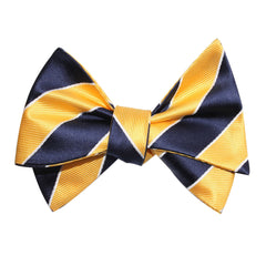 Yellow and Navy Blue Striped Bow Tie Untied 3