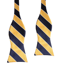 Yellow and Navy Blue Striped Bow Tie Untied
