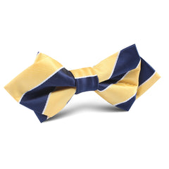 Yellow and Navy Blue Striped Diamond Bow Tie