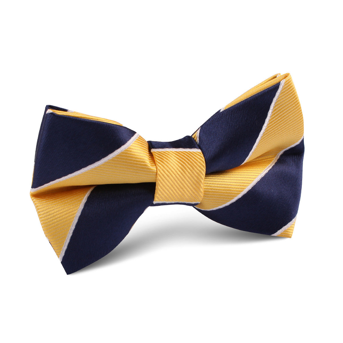 Yellow and Navy Blue Striped Kids Bow Tie