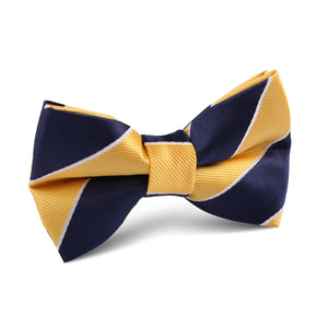 Yellow and Navy Blue Striped Kids Bow Tie
