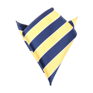 Yellow and Navy Blue Striped Pocket Square