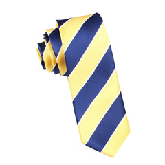 Yellow and Navy Blue Striped Skinny Tie