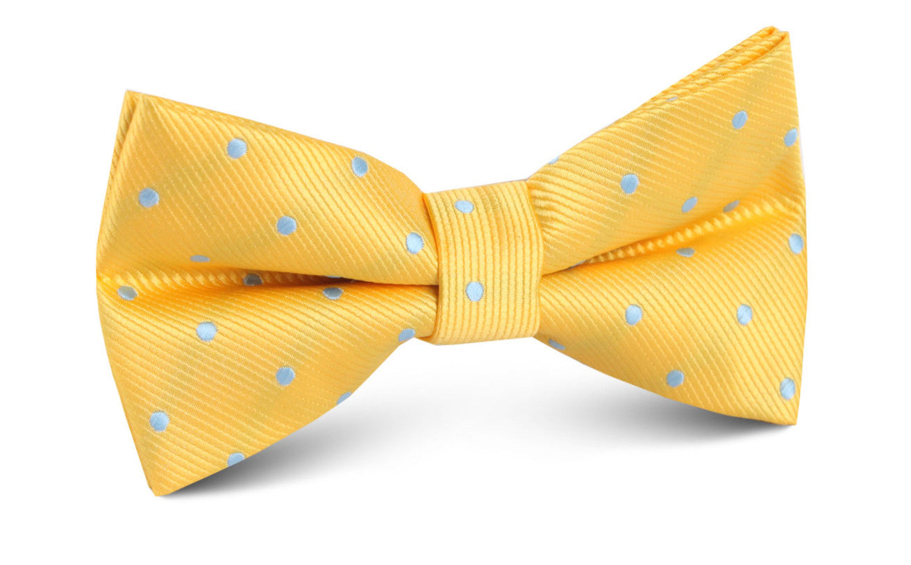 Yellow on Blue Pin Dots Bow Tie
