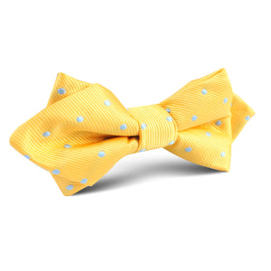 Yellow on Blue Pin Dots Diamond Bow Tie