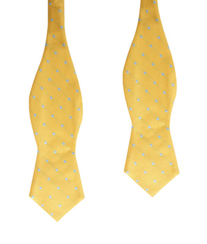 Yellow on Blue Pin Dots Diamond Self Bow Tie