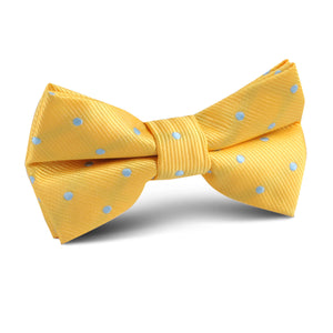 Yellow on Blue Pin Dots Kids Bow Tie