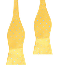 Yellow on Blue Pin Dots Self Bow Tie