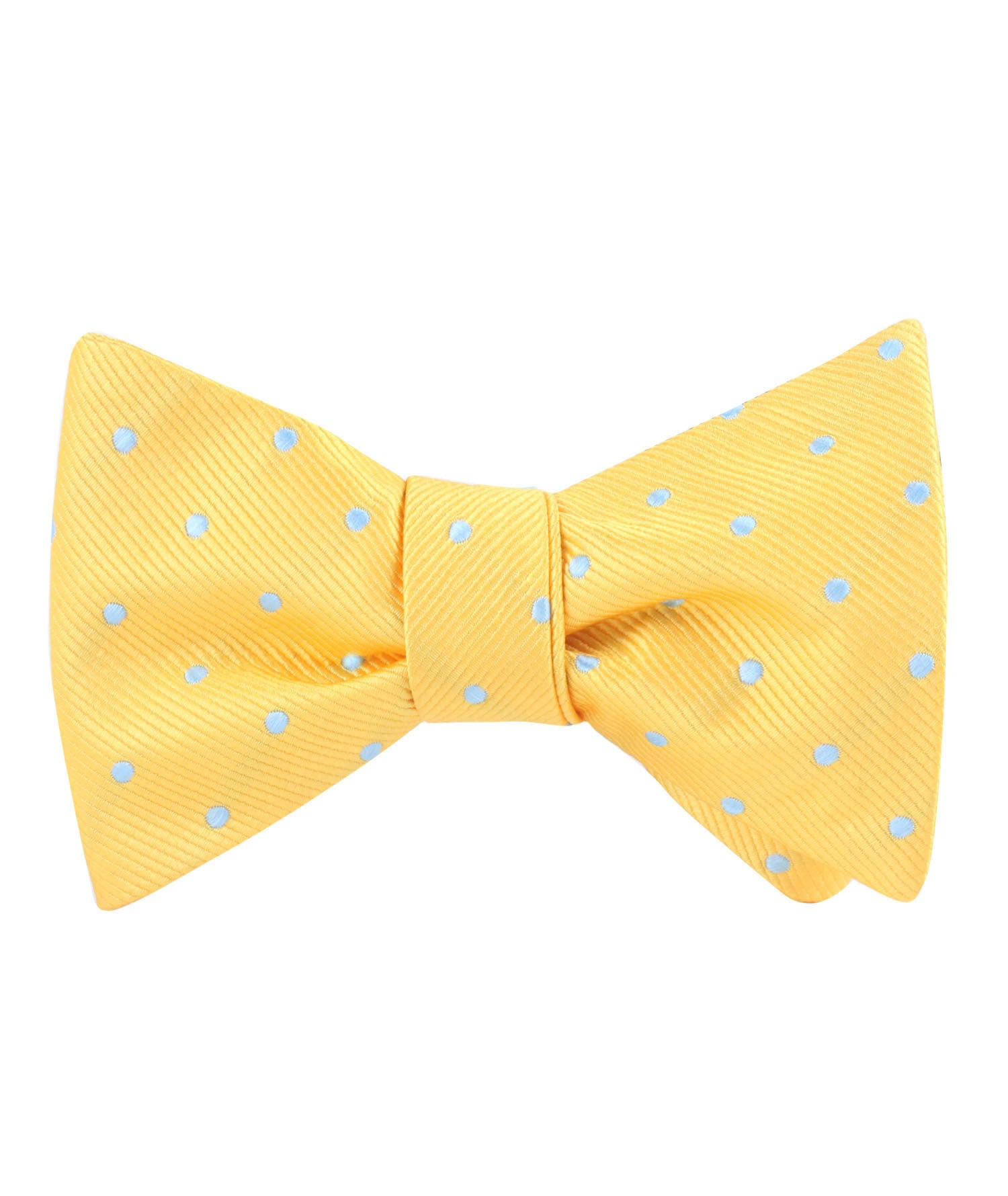 Yellow on Blue Pin Dots Self Tied Bowtie