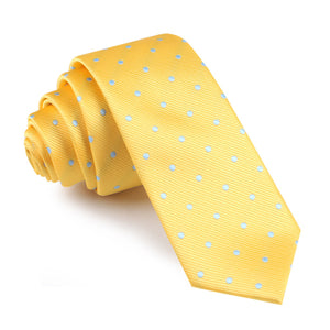 Yellow on Blue Pin Dots Skinny Tie