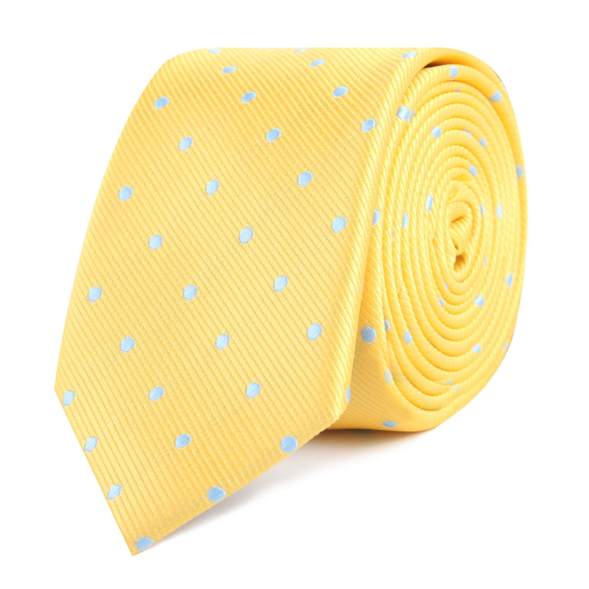 Yellow on Blue Pin Dots Slim Tie