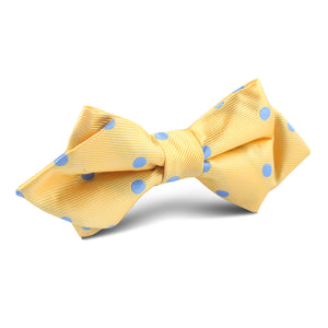 Yellow with Blue Polka Dots Diamond Bow Tie