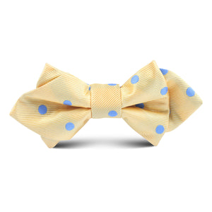Yellow with Blue Polkadot Kids Diamond Bow Tie