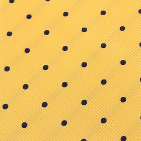 Yellow Pocket Square with Navy Blue Polka Dots