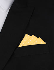 Yellow with White Polka Dots Cotton Oxygen Three Point Pocket Square Fold