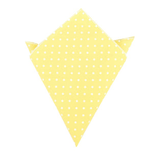 Yellow with White Polka Dots Cotton Pocket Square