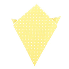Yellow with White Polka Dots Cotton Pocket Square