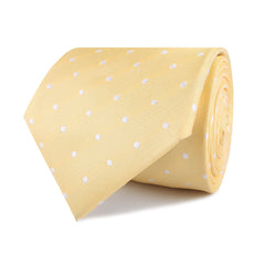 Yellow with White Polka Dots Necktie Front Roll