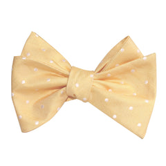 Yellow with White Polka Dots Self Tie Bow Tie 1