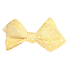 Yellow with White Polka Dots Self Tie Diamond Tip Bow Tie 2