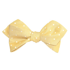 Yellow with White Polka Dots Self Tie Diamond Tip Bow Tie 1