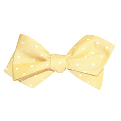 Yellow with White Polka Dots Self Tie Diamond Tip Bow Tie 3