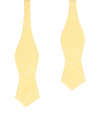 Yellow with White Polka Dots Self Tie Diamond Tip Bow Tie