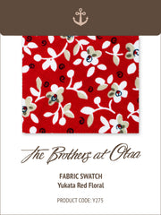Yukata Red Floral Y275 Fabric Swatch