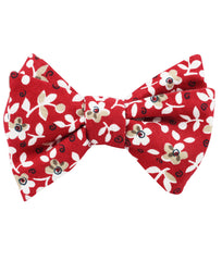 Yukata Red Floral Self Bow Tie Folded Up