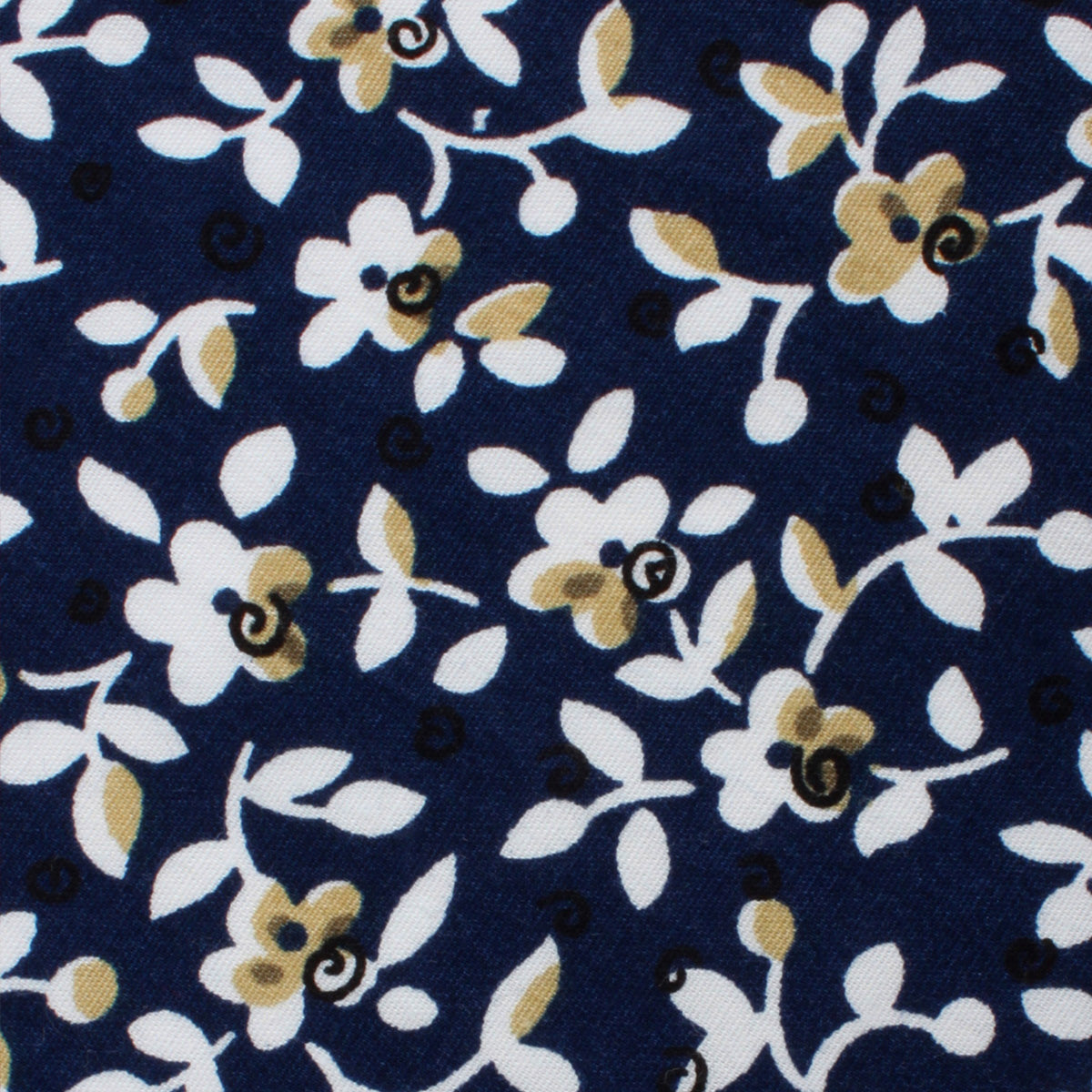 Yukata Navy Blue Floral Fabric Swatch