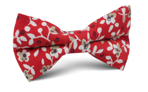 Yukata Red Floral Bow Tie