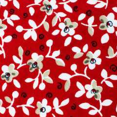 Yukata Red Floral Skinny Tie Fabric