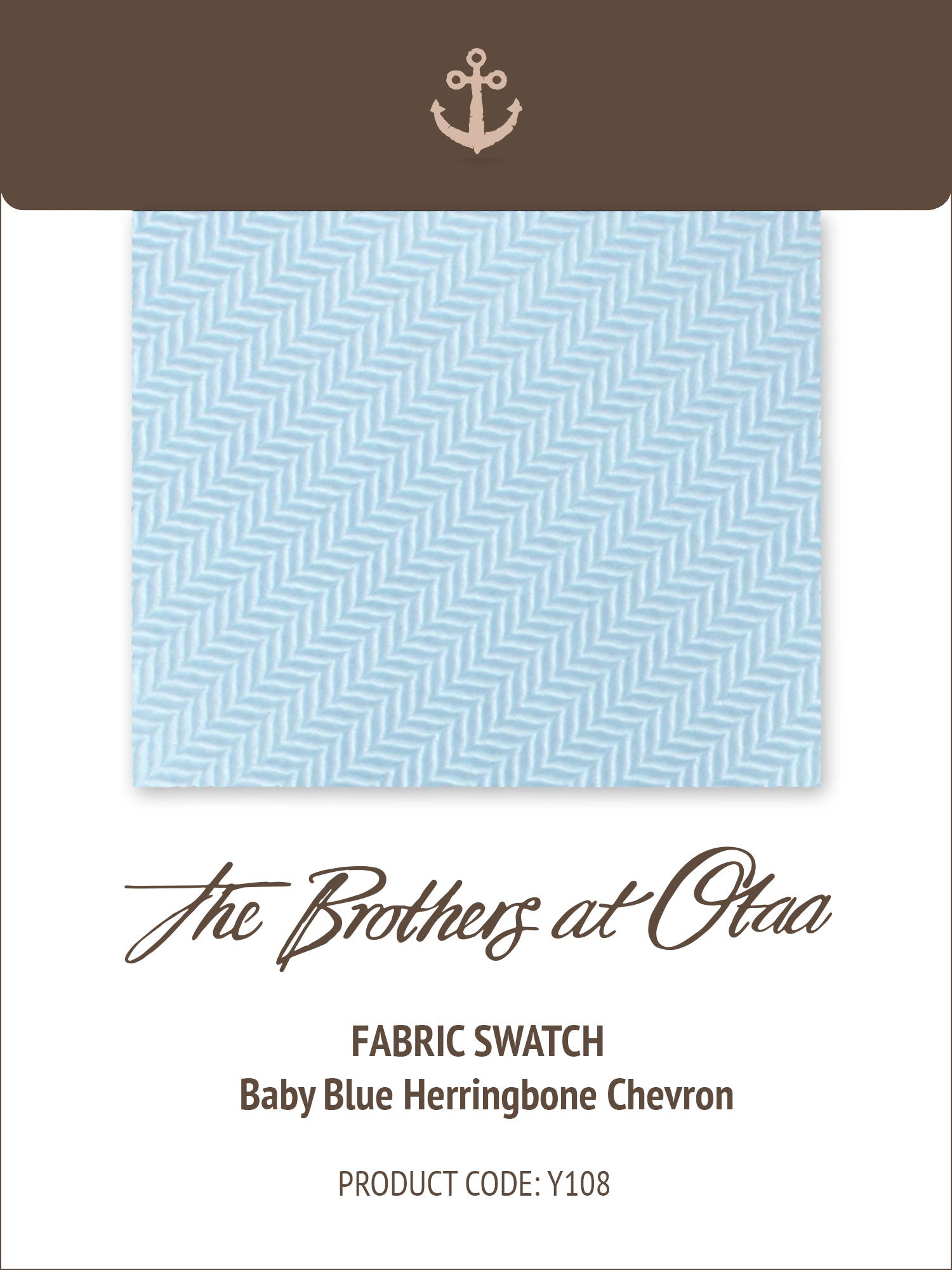 Baby Blue Herringbone Chevron Y108 Fabric Swatch