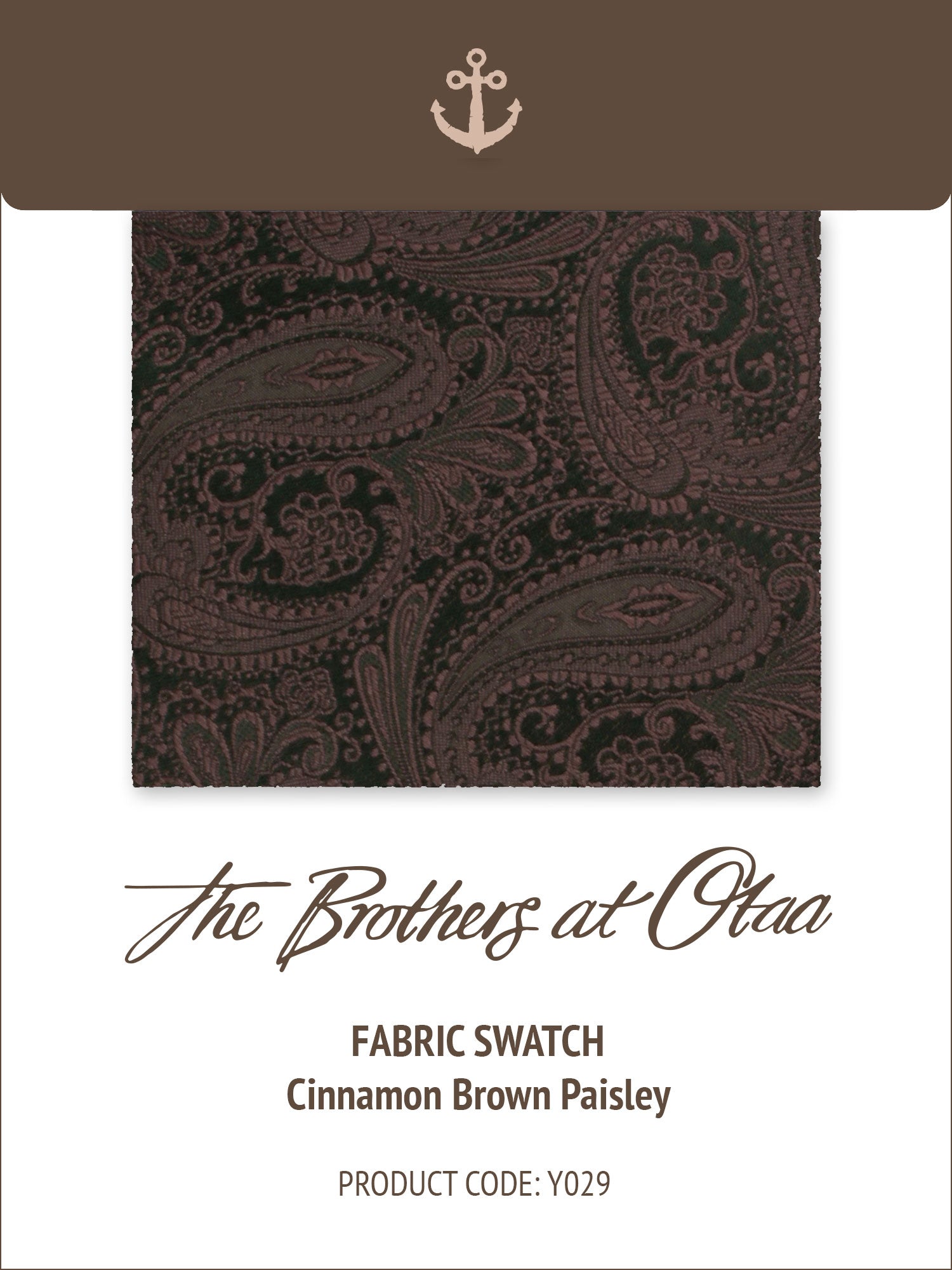 Cinnamon Brown Paisley Y029 Fabric Swatch