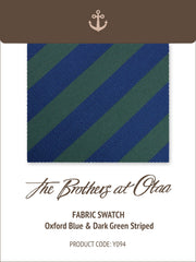 Oxford Blue & Dark Green Striped Y094 Fabric Swatch