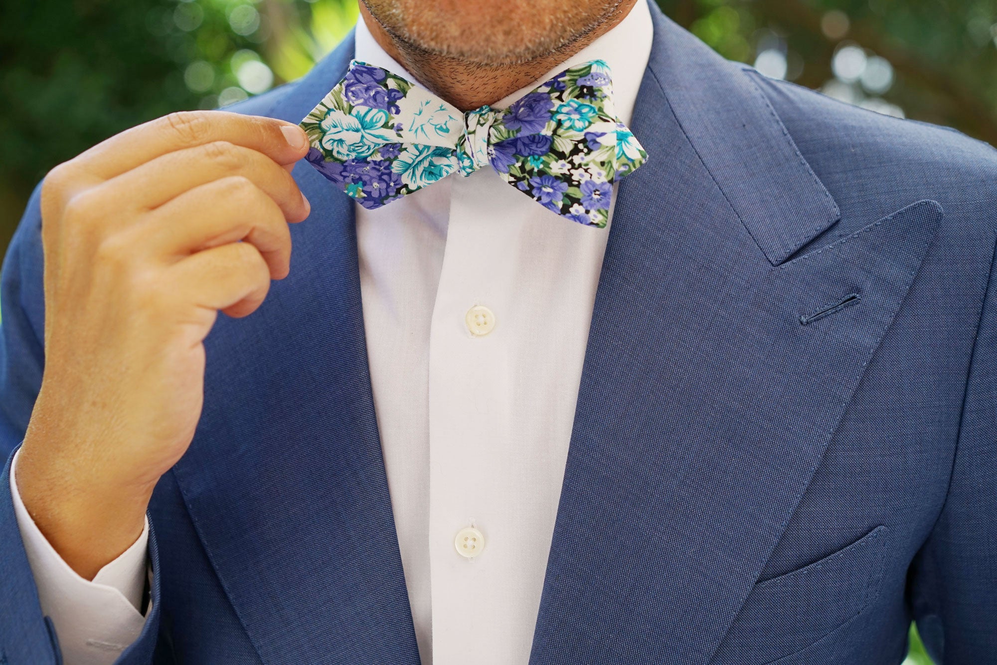 Pianosa Purple Floral Diamond Self Bow Tie | Wedding Self-Tied Bowties ...