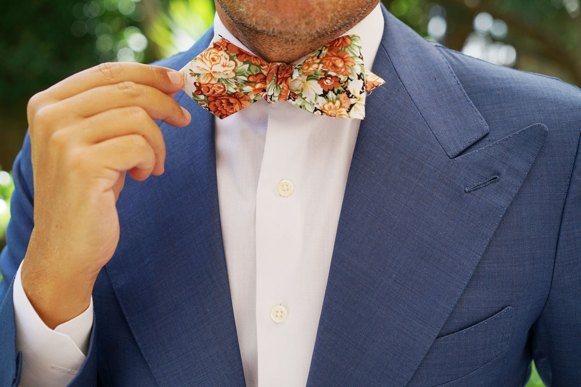 San Pietro Orange Floral Diamond Self Bow Tie | Wedding Point Bowties ...